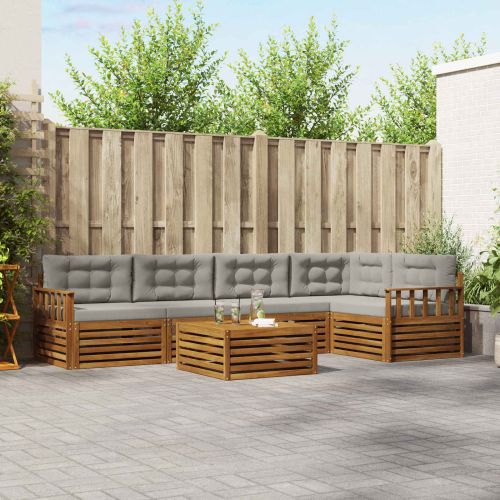 Комплект дивани за открито 6 pcs Естествено и светло сиво