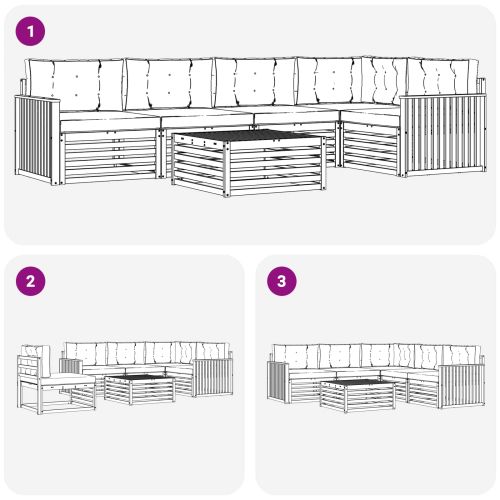 Комплект дивани за открито 6 pcs Натурален и Крема