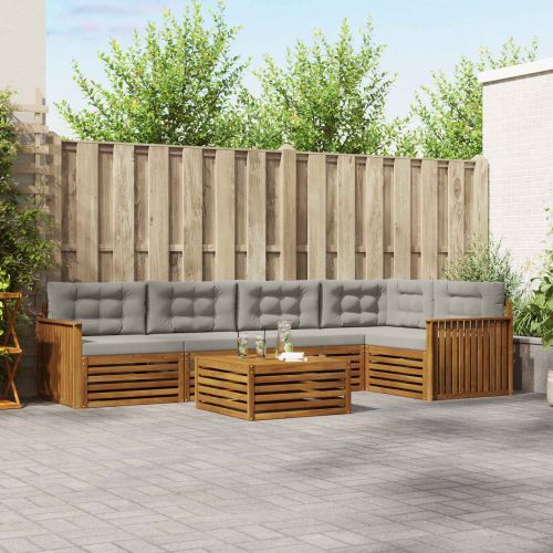 Комплект дивани за открито 6 pcs Естествено и светло сиво