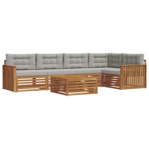 Комплект дивани за открито 6 pcs Естествено и светло сиво