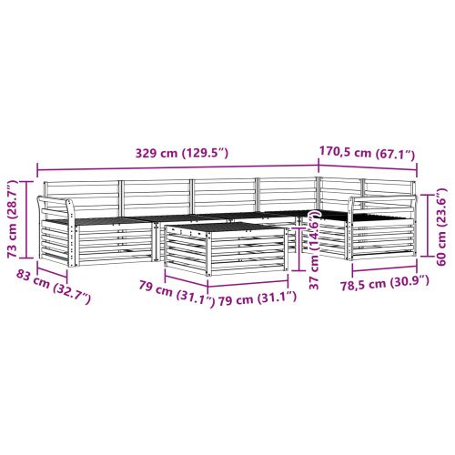 Комплект дивани за открито 6 pcs Естествен
