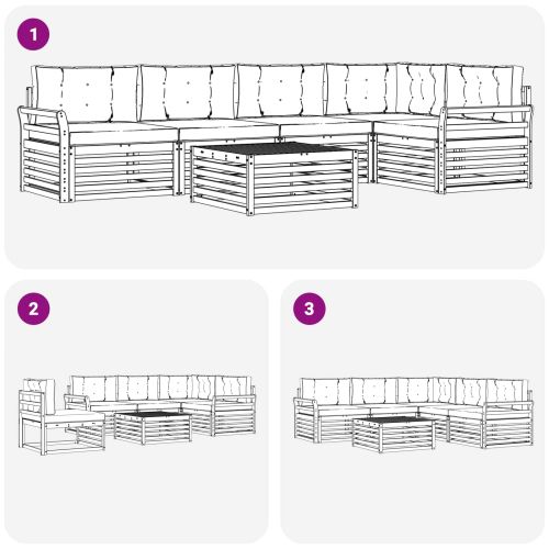 Комплект дивани за открито 6 pcs Натурален и Бежов