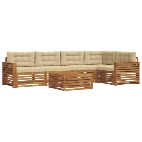 Комплект дивани за открито 6 pcs Натурален и Бежов