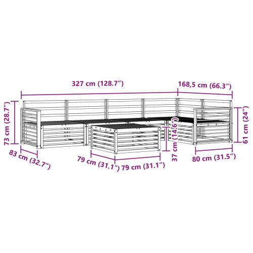 Комплект дивани за открито 6 pcs Естествен