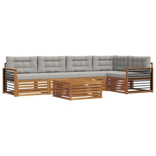 Комплект дивани за открито 6 pcs Естествено и светло сиво
