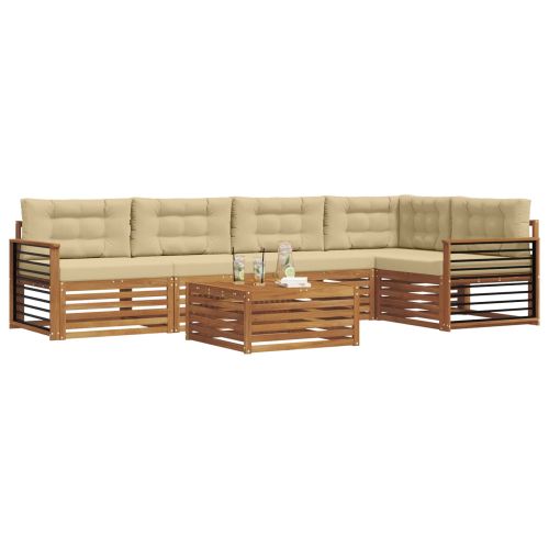 Комплект дивани за открито 6 pcs Натурален и Бежов