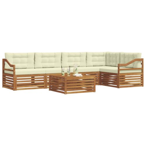 Комплект дивани за открито 6 pcs Натурален и Крема