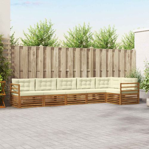 Комплект дивани за открито 6 pcs Натурален и Крема