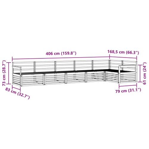 Комплект дивани за открито 6 pcs Естествен