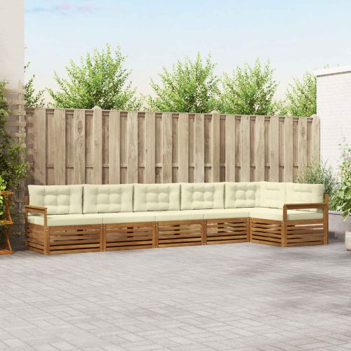 Комплект дивани за открито 6 pcs Натурален и Крема