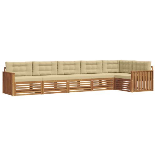 Комплект дивани за открито 6 pcs Натурален и Бежов