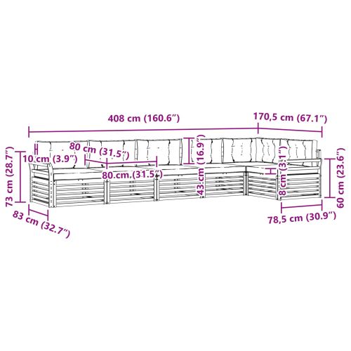 Комплект дивани за открито 6 pcs Естествено и светло сиво