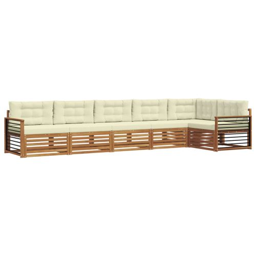 Комплект дивани за открито 6 pcs Натурален и Крема