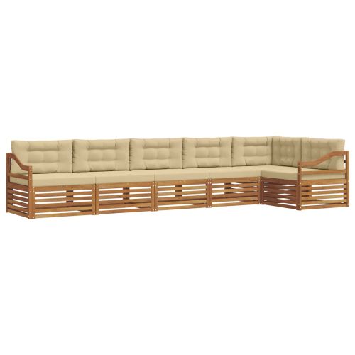 Комплект дивани за открито 6 pcs Натурален и Бежов