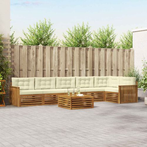 Комплект дивани за открито 7 pcs Натурален и Крема