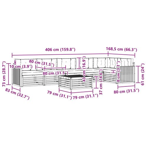 Комплект дивани за открито 7 pcs Натурален и Бежов
