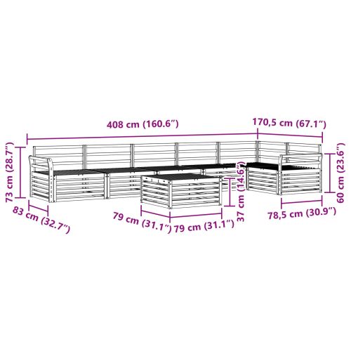 Комплект дивани за открито 7 pcs Естествен