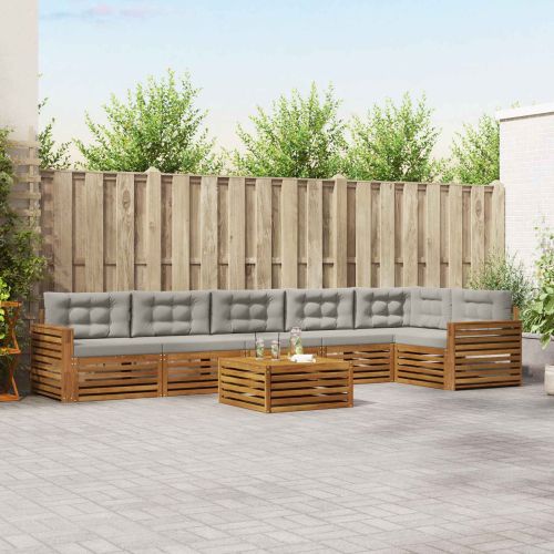 Комплект дивани за открито 7 pcs Естествено и светло сиво