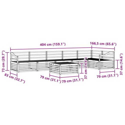 Комплект дивани за открито 7 pcs Естествен