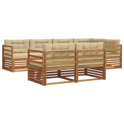 Комплект дивани за открито 7 pcs Натурален и Бежов