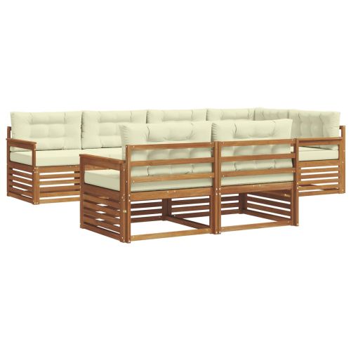 Комплект дивани за открито 7 pcs Натурален и Крема