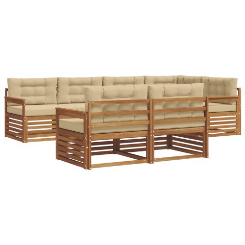 Комплект дивани за открито 7 pcs Натурален и Бежов
