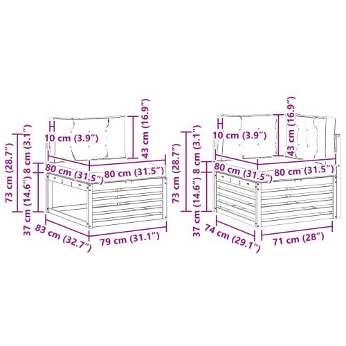Комплект дивани за открито 7 pcs Натурален и Крема