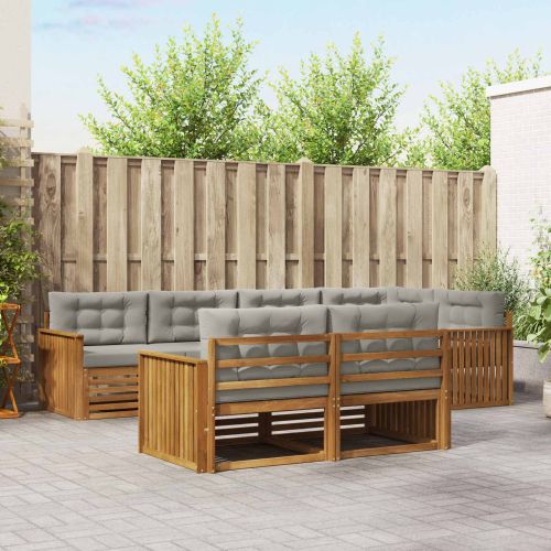 Комплект дивани за открито 7 pcs Естествено и светло сиво