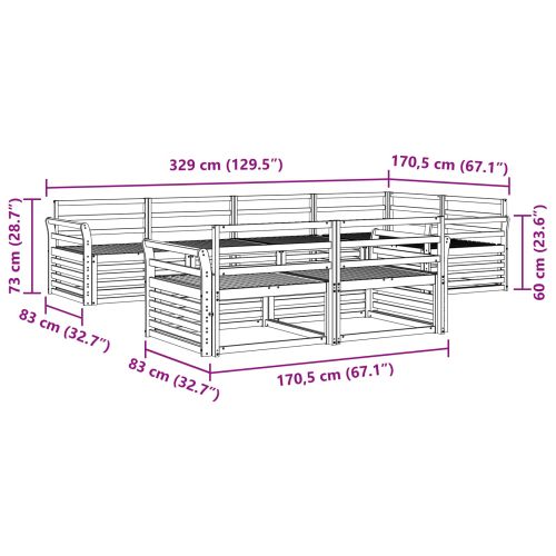 Комплект дивани за открито 7 pcs Естествен