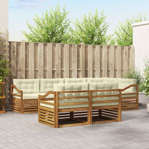 Комплект дивани за открито 7 pcs Натурален и Крема