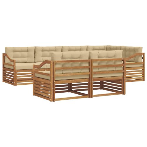 Комплект дивани за открито 7 pcs Натурален и Бежов