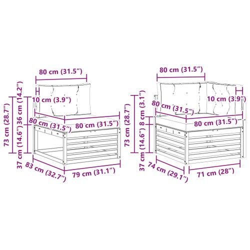 Комплект дивани за открито 8 pcs Натурален и Крема