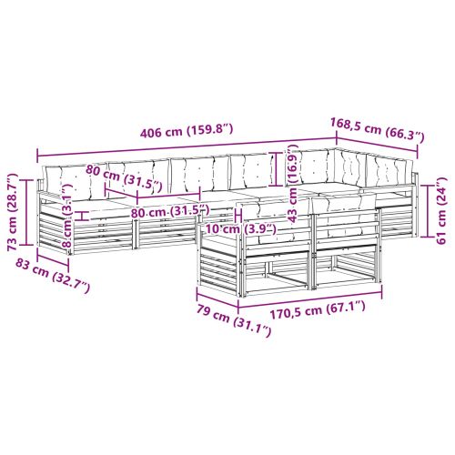Комплект дивани за открито 8 pcs Натурален и Бежов