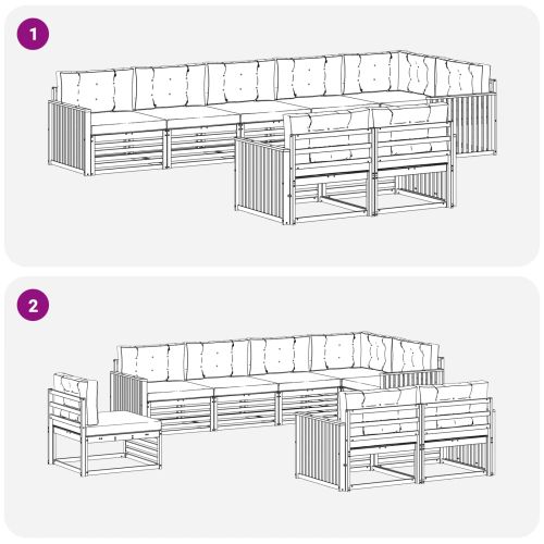 Комплект дивани за открито 8 pcs Естествено и светло сиво