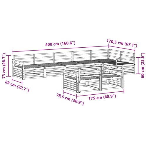 Комплект дивани за открито 8 pcs Естествен