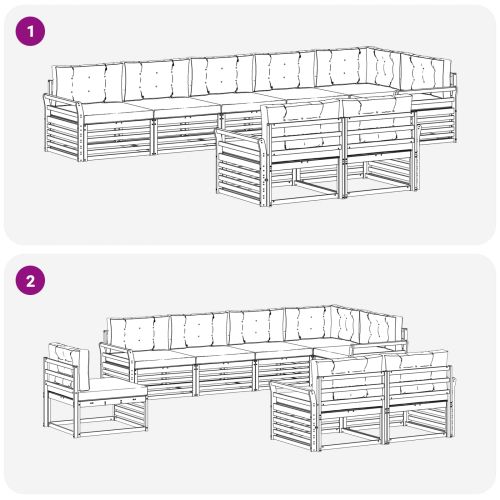 Комплект дивани за открито 8 pcs Естествено и светло сиво