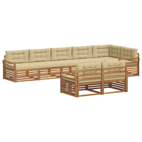 Комплект дивани за открито 8 pcs Натурален и Бежов