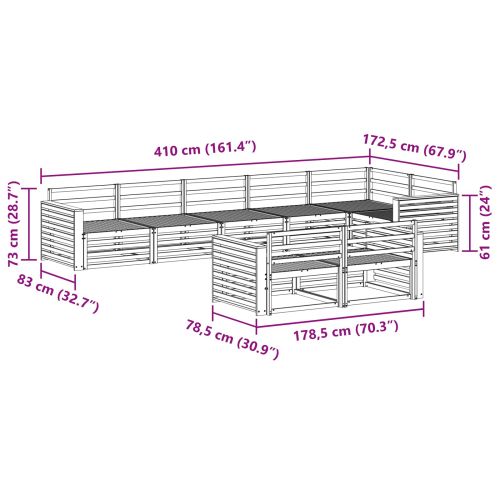 Комплект дивани за открито 8 pcs Естествен