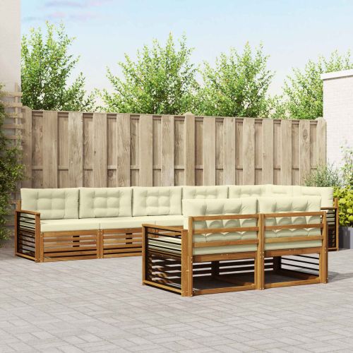 Комплект дивани за открито 8 pcs Натурален и Крема