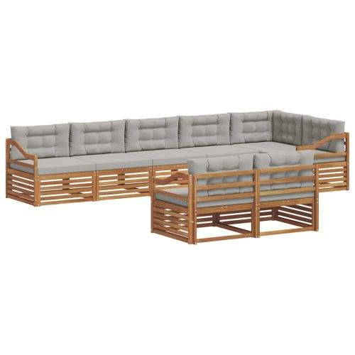 Комплект дивани за открито 8 pcs Естествено и светло сиво