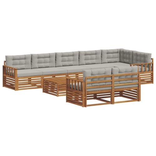 Комплект дивани за открито 9 pcs Естествено и светло сиво