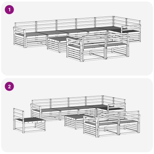 Комплект дивани за открито 9 pcs Естествен
