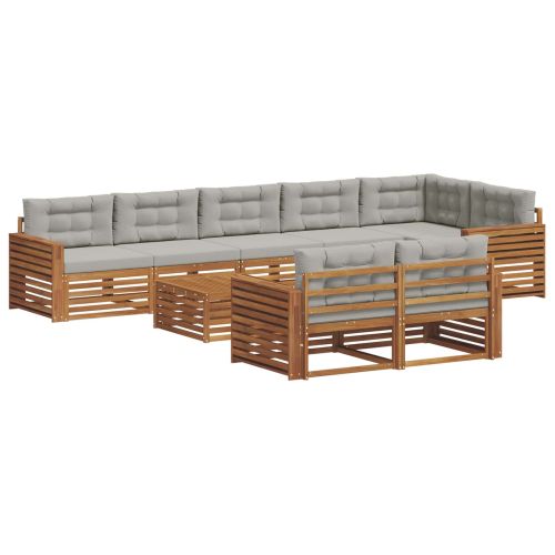 Комплект дивани за открито 9 pcs Естествено и светло сиво