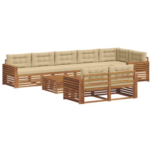 Комплект дивани за открито 9 pcs Натурален и Бежов