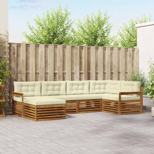 Комплект дивани за открито 6 pcs Натурален и Крема