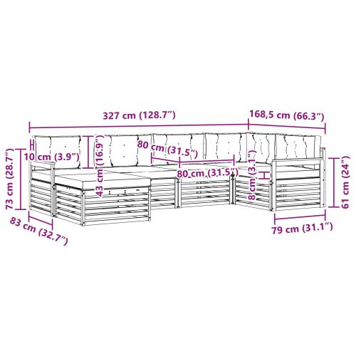 Комплект дивани за открито 6 pcs Натурален и Бежов