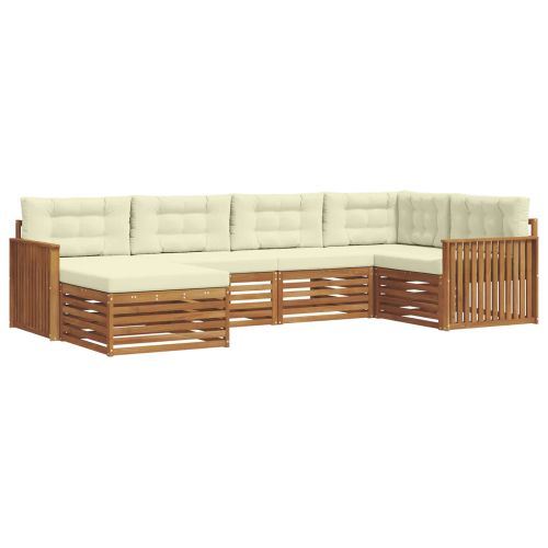 Комплект дивани за открито 6 pcs Натурален и Крема