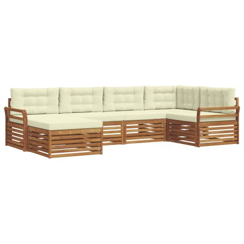 Комплект дивани за открито 6 pcs Натурален и Крема