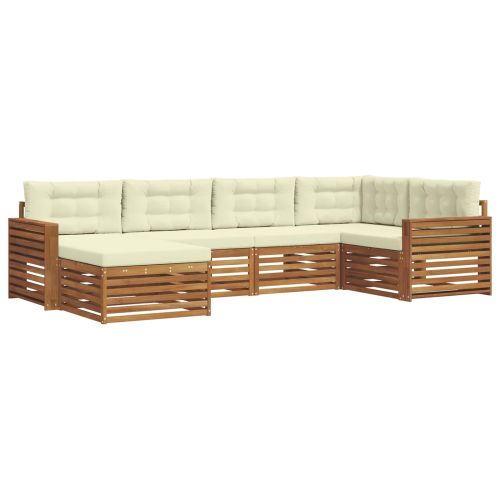 Комплект дивани за открито 6 pcs Натурален и Крема