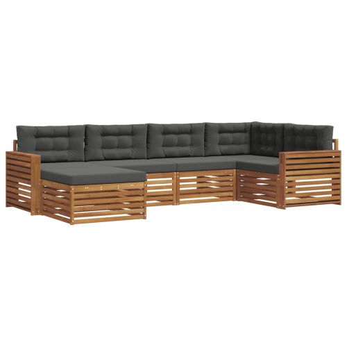 Комплект дивани за открито 6 pcs Натурален и Антрацит